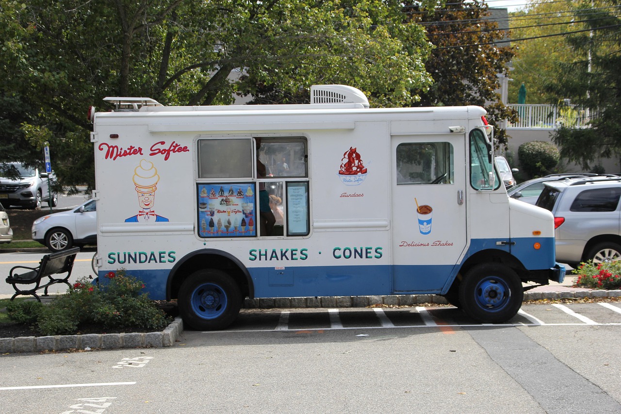 food truck, ice-cream, dessert, van, food truck, food truck, food truck, food truck, food truck